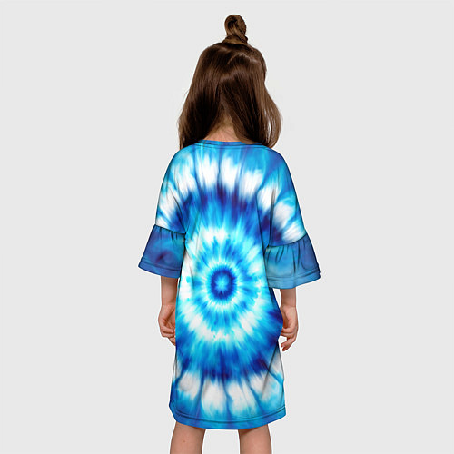 Детское платье Тай-дай бело-синий круг / 3D-принт – фото 4