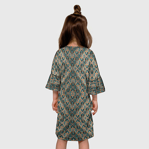 Детское платье Зелено-золотые ромбы / 3D-принт – фото 4
