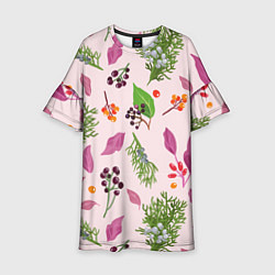 Платье клеш для девочки Ягодки и листочки, цвет: 3D-принт