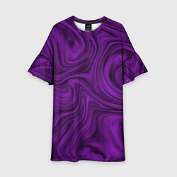 Платье клеш для девочки Фиолетовая абстракция размытие, цвет: 3D-принт