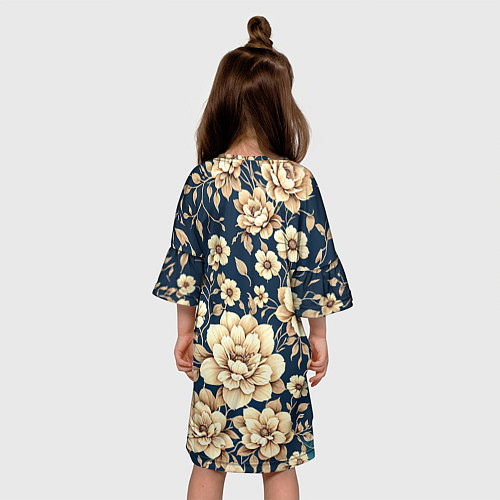 Детское платье Золотые цветы узор / 3D-принт – фото 4