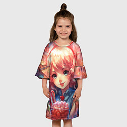 Платье клеш для девочки Девочка со сладостями, цвет: 3D-принт — фото 2