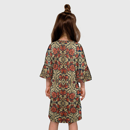 Детское платье Красно-золотой узор под хохлому / 3D-принт – фото 4