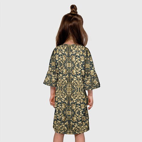 Детское платье Объемный золотой цветочный узор / 3D-принт – фото 4