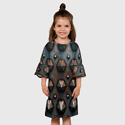 Платье клеш для девочки Металлическая шипованная текстура, цвет: 3D-принт — фото 2