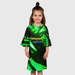 Платье клеш для девочки Cyberpunk 2077 phantom liberty neon green, цвет: 3D-принт — фото 2