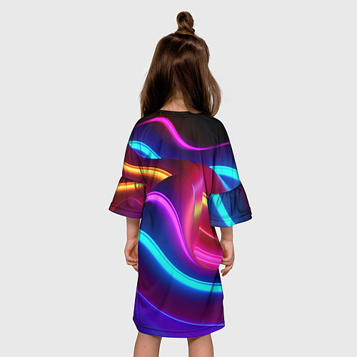 Детское платье Неоновые волны фиолетового оттенка / 3D-принт – фото 4