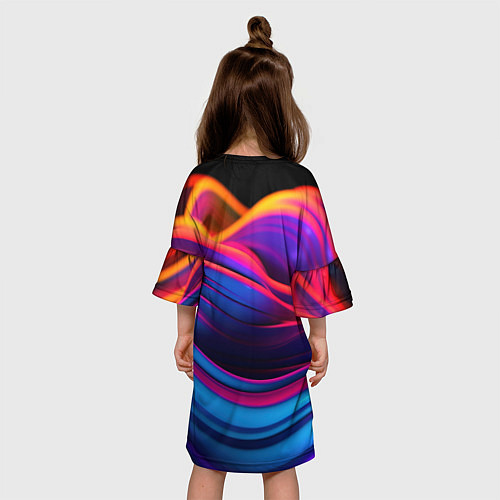 Детское платье Яркие неоновые волны / 3D-принт – фото 4