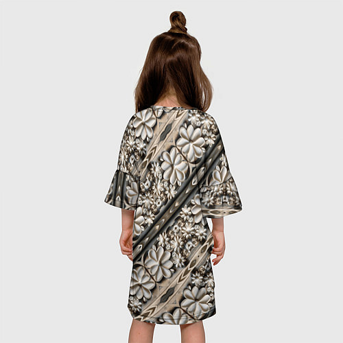Детское платье Бежевые деревянные цветы / 3D-принт – фото 4