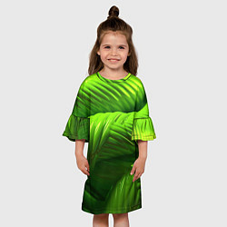 Платье клеш для девочки Объемный зеленый канат, цвет: 3D-принт — фото 2