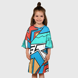 Платье клеш для девочки Ломанные линии, цвет: 3D-принт — фото 2