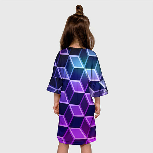 Детское платье Неоновые кубы иллюзия / 3D-принт – фото 4