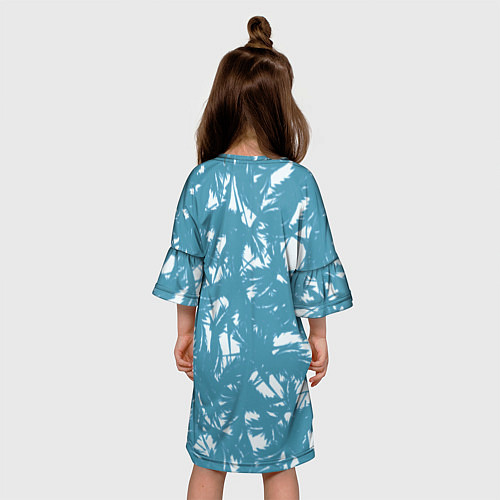 Детское платье Абстракция голубой листья / 3D-принт – фото 4
