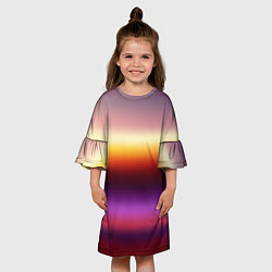 Платье клеш для девочки Закат, абстрактные полосы с размытием, цвет: 3D-принт — фото 2