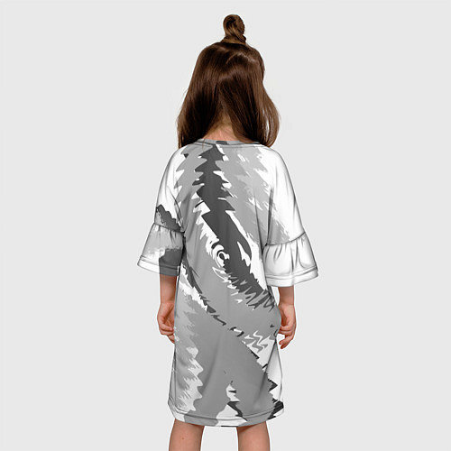 Детское платье Черно-белая абстрактная картина / 3D-принт – фото 4