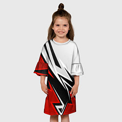 Платье клеш для девочки Бело-красная униформа для зала, цвет: 3D-принт — фото 2