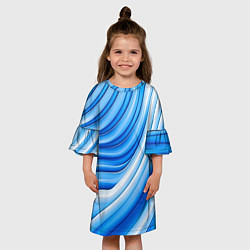 Платье клеш для девочки Волнистая полосатая текстура от нейросети, цвет: 3D-принт — фото 2