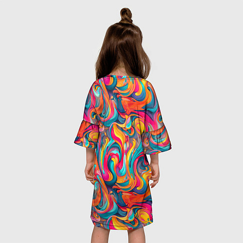 Детское платье Разноцветные мазки красок / 3D-принт – фото 4
