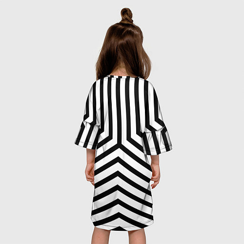Детское платье Черно-белые полосы в узоре / 3D-принт – фото 4