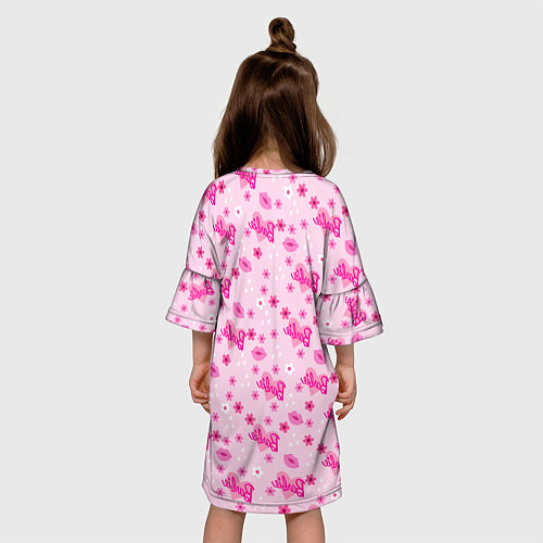 Детское платье Барби, сердечки и цветочки / 3D-принт – фото 4