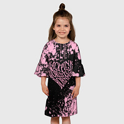 Платье клеш для девочки Блэкпинк - потертости и сердце, цвет: 3D-принт — фото 2