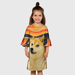 Платье клеш для девочки Собака Доге пародия на Крик, цвет: 3D-принт — фото 2