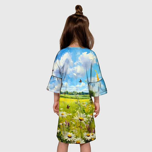 Детское платье Россия - летнее цветочное поле / 3D-принт – фото 4