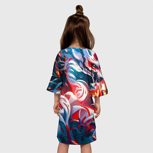 Детское платье Девушка киберсамурай и дракон от нейросети / 3D-принт – фото 4