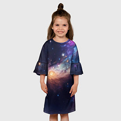 Платье клеш для девочки Комическое пространство, цвет: 3D-принт — фото 2