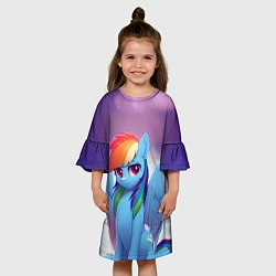 Платье клеш для девочки Пони Рейнбоу Дэш, цвет: 3D-принт — фото 2
