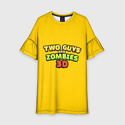 Платье клеш для девочки Two Guys & Zombies 3D - Лого на желтом, цвет: 3D-принт