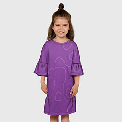 Платье клеш для девочки Объемные разводы - яркий фиолетовый - узор Хуф и С, цвет: 3D-принт — фото 2