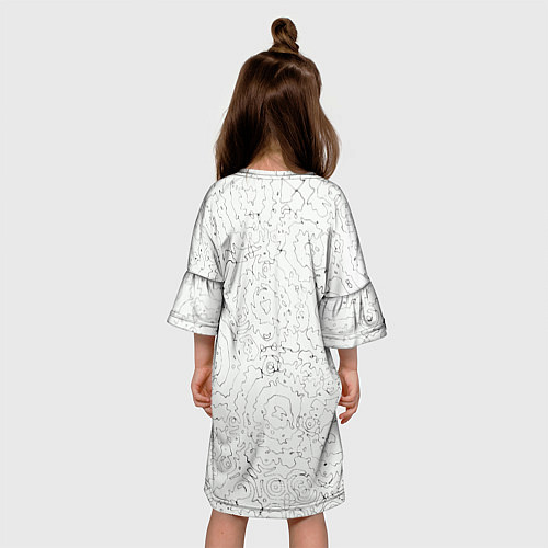 Детское платье Хаотичная черно-белая рябь - узор Хуф и Ся / 3D-принт – фото 4