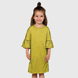 Платье клеш для девочки Рябь - зеленовато-желтый и фиолетовый - узор Хуф и, цвет: 3D-принт — фото 2