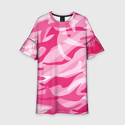 Платье клеш для девочки Камуфляж в розовом, цвет: 3D-принт
