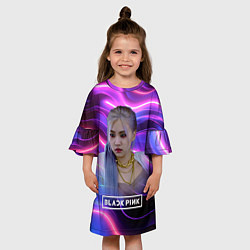 Платье клеш для девочки Rose purple, цвет: 3D-принт — фото 2