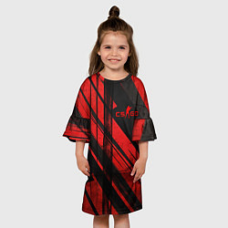 Платье клеш для девочки CS GO black and red, цвет: 3D-принт — фото 2