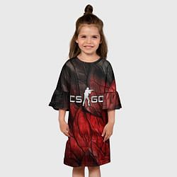 Платье клеш для девочки CS GO dark red texture, цвет: 3D-принт — фото 2