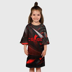 Платье клеш для девочки CS GO red and black, цвет: 3D-принт — фото 2