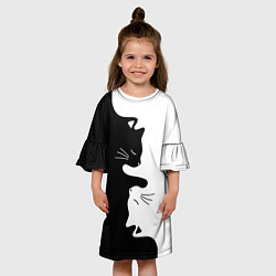 Платье клеш для девочки Котики Инь-Янь, цвет: 3D-принт — фото 2