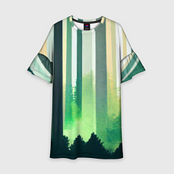 Платье клеш для девочки Прохладный лес, цвет: 3D-принт