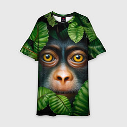 Платье клеш для девочки Черная обезьянка, цвет: 3D-принт