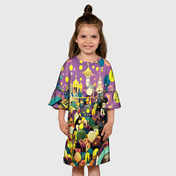 Платье клеш для девочки Праздничный город, цвет: 3D-принт — фото 2