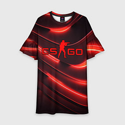 Платье клеш для девочки CS GO red neon, цвет: 3D-принт