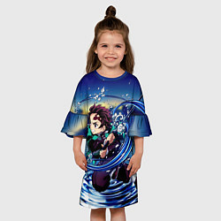 Платье клеш для девочки Танджиро Камадо Клинок, рассекающий демонов, цвет: 3D-принт — фото 2