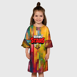 Платье клеш для девочки Brawl Stars Logo Color, цвет: 3D-принт — фото 2