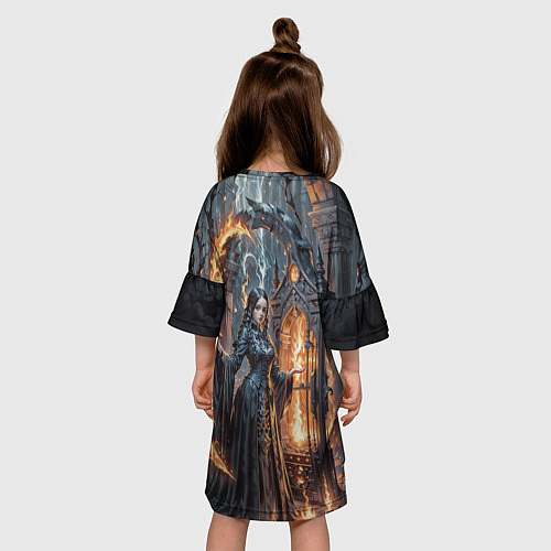 Детское платье Готическая ведьма и огонь в подземелье / 3D-принт – фото 4