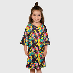 Платье клеш для девочки Модный красочный камуфляж, цвет: 3D-принт — фото 2