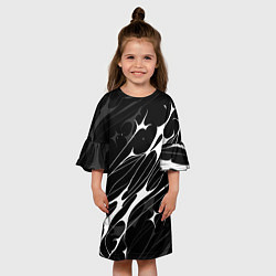 Платье клеш для девочки Белые абстрактные полосы, цвет: 3D-принт — фото 2