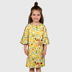 Платье клеш для девочки Смайлики - эмоции, цвет: 3D-принт — фото 2